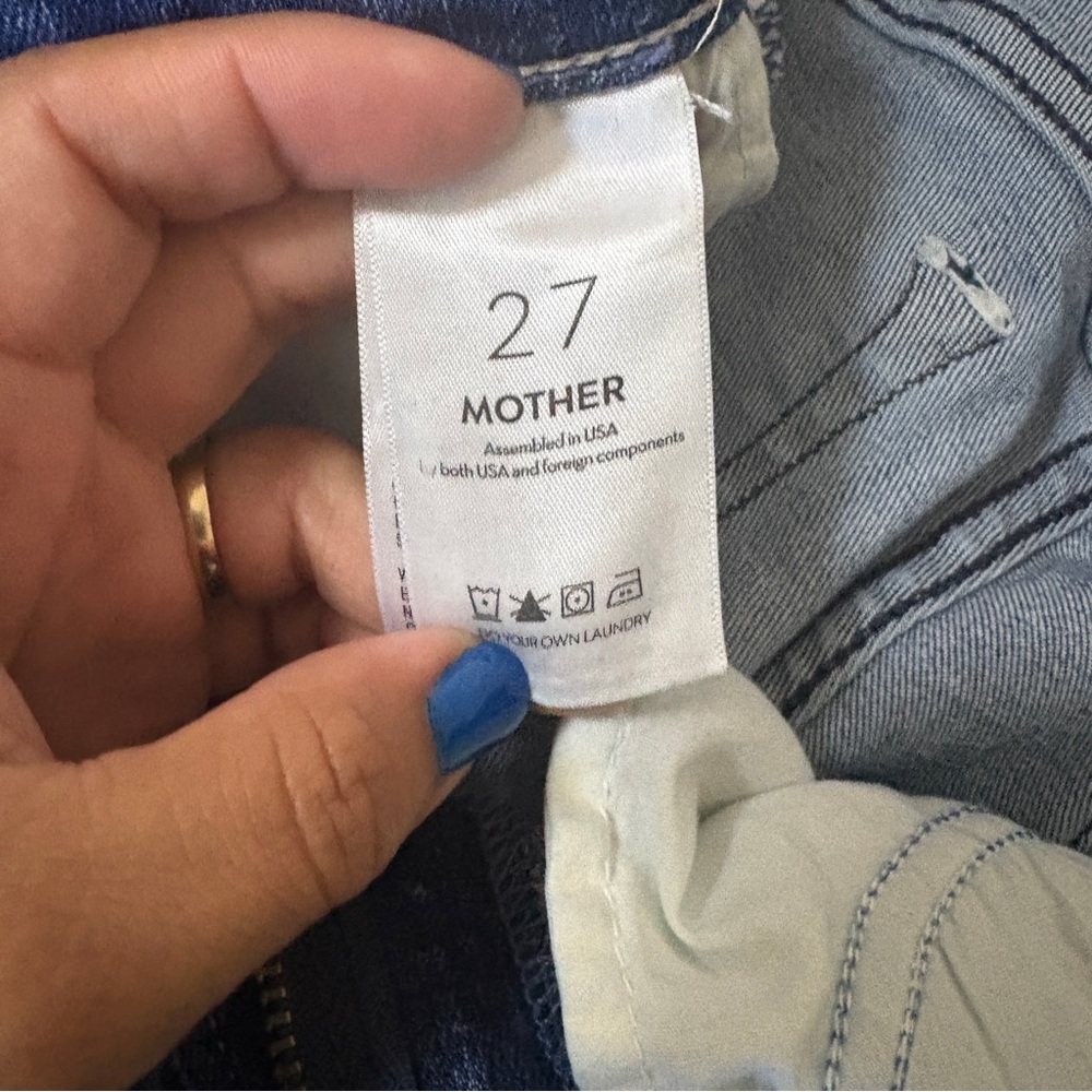 MOTHER Women's Distressed Blue Boot Cut Jeans - Picture 5 of 9